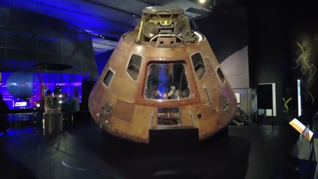 The Apollo 10 command module on display at the Science Museum.